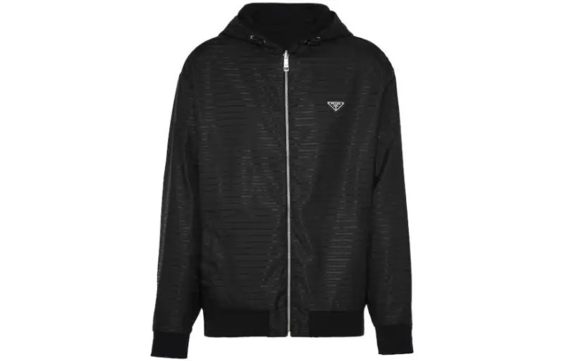 PRADA Jackets Men's Black Hooded Moderate Other