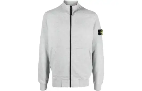 STONE ISLAND Jackets Men's Gray Stand Collar Moderate Straight Fit