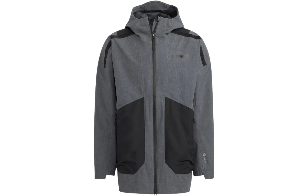 Adidas Jackets Unisex Gray Hooded (Non-detachable) Moderate Straight Fit