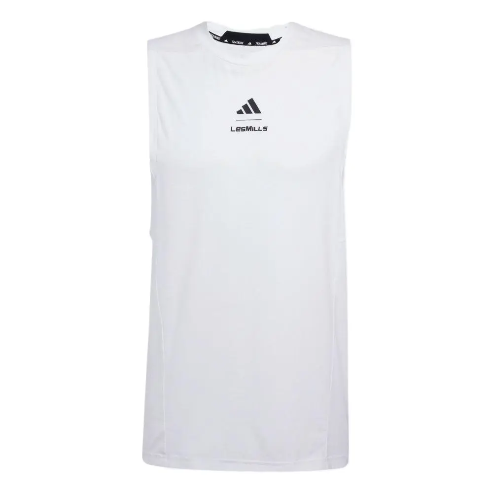 Adidas Tank Tops Men's White Crew Neck Moderate Straight Fit