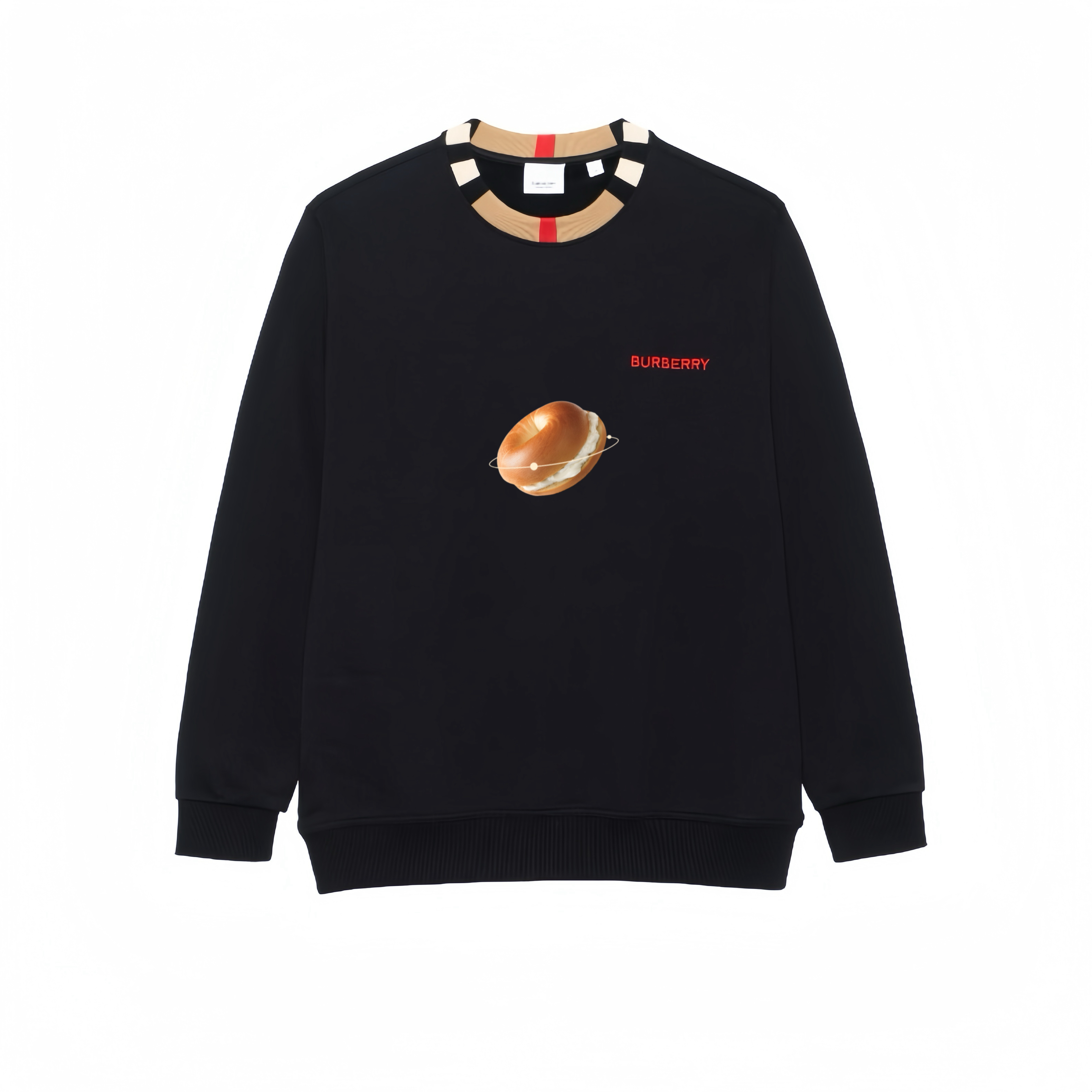 Burberry Multicolor Letter Embroidery Crew Neck Long Sleeved Sweatshirt Unisex Black