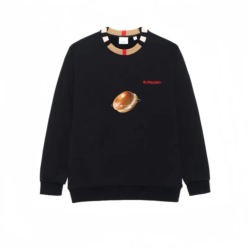 Burberry Multicolor Letter Embroidery Crew Neck Long Sleeved Sweatshirt Unisex Black