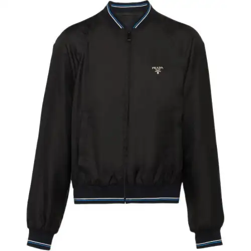 PRADA Jackets Men's Black Baseball Collar Moderate Other