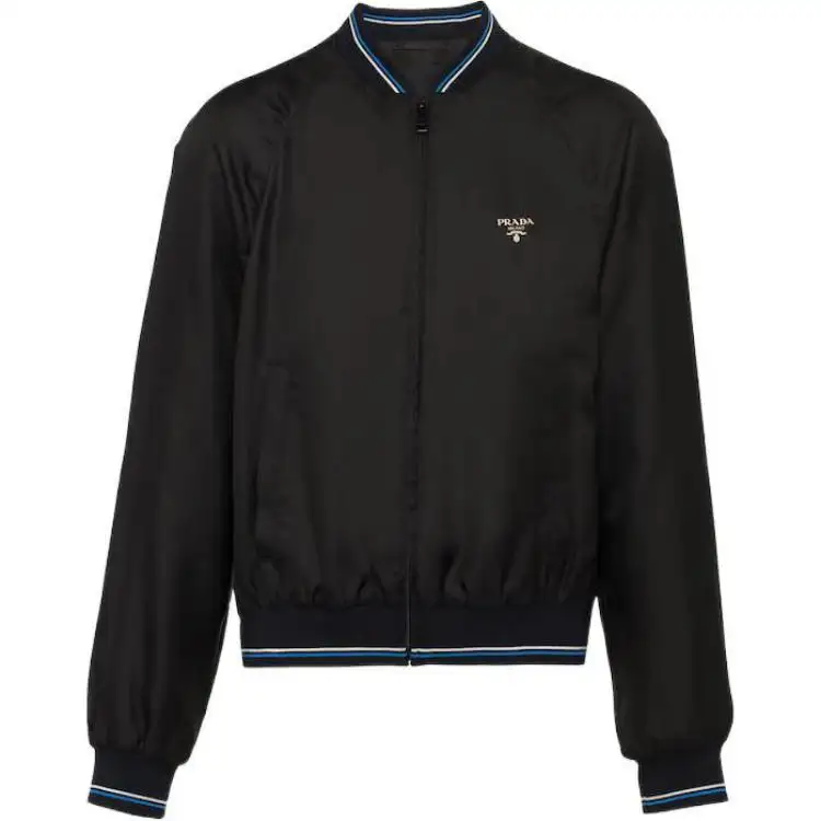 PRADA Jackets Men's Black Baseball Collar Moderate Other