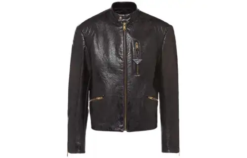 PRADA Jackets Men's Black Stand Collar Moderate Other