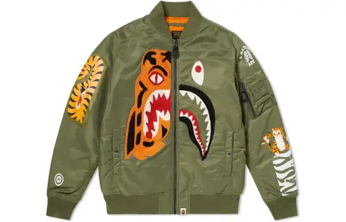 Bape Half Shark Half Tiger Split MA1 Bomber Flight Jacket