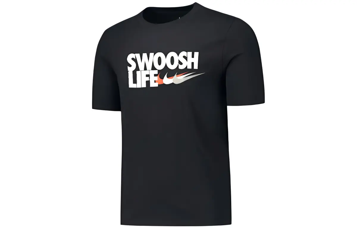 Nike T-Shirts Men's Black Crew Neck Moderate Straight Fit