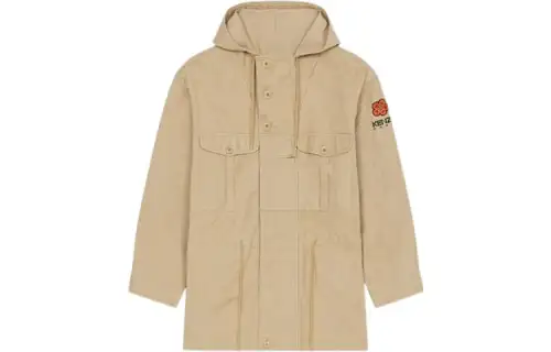 KENZO Jackets Men's Light Yellow Hooded Moderate Other