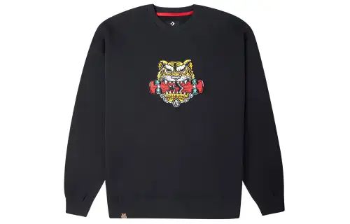 Converse Sweatshirts Unisex Black Crew Neck Moderate Regular