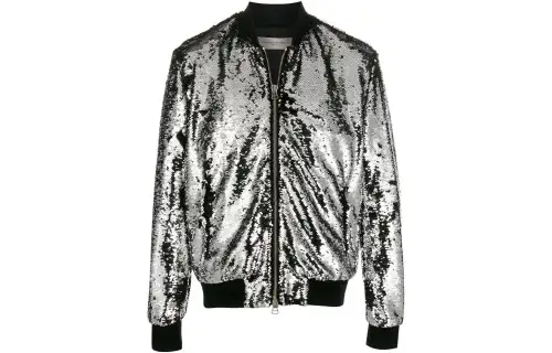 Golden Goose Jackets Men's Silver Stand Collar Moderate Mock Two Piece