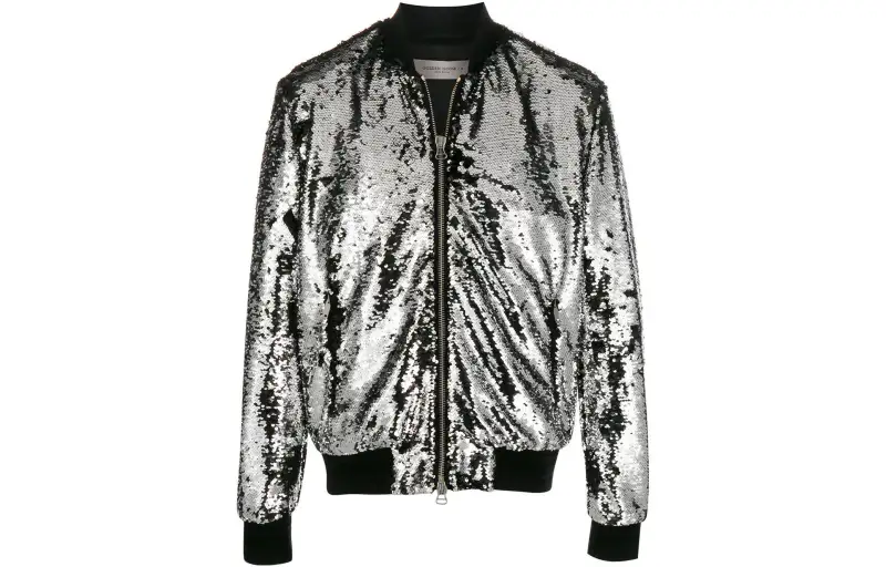 Golden Goose Jackets Men's Silver Stand Collar Moderate Mock Two Piece