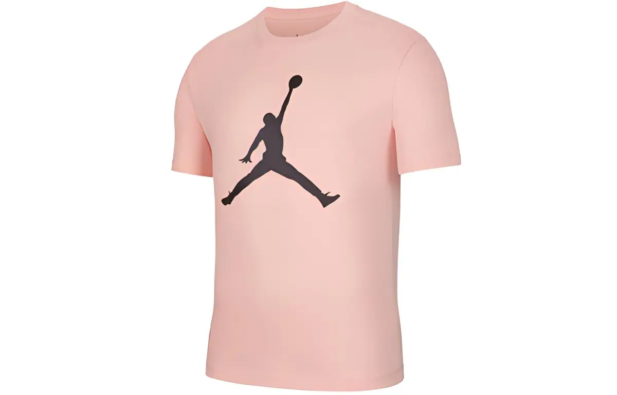 Jordan T-Shirts Men's Coral Red Crew Neck Moderate Straight Fit