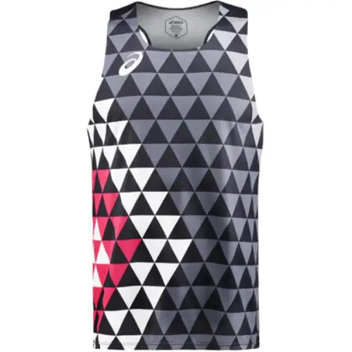 ASICS Tank Tops Men's Black U Neck Moderate Racerback