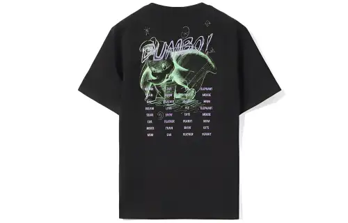 Li Ning X Disney T Shirts Unisex Black Crew Neck Moderate Straight Fit