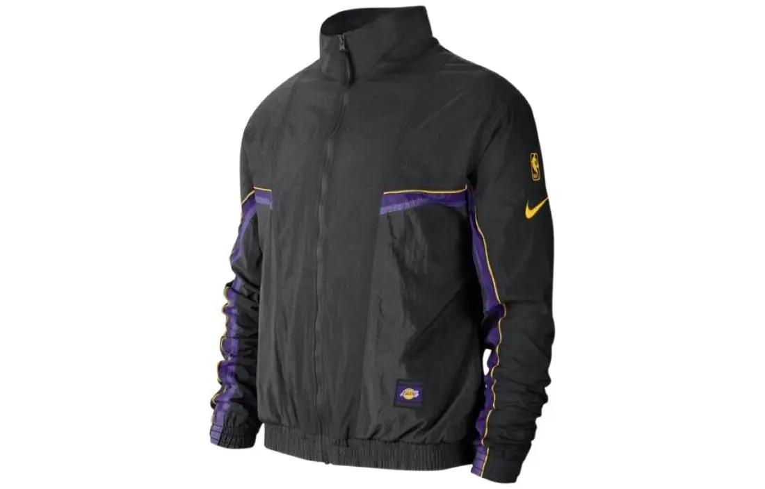 Nike Jackets Men's Black Stand Collar Moderate Straight Fit