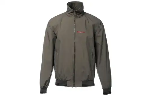 PRADA Jackets Men's Medium Gray Stand Collar Moderate Other