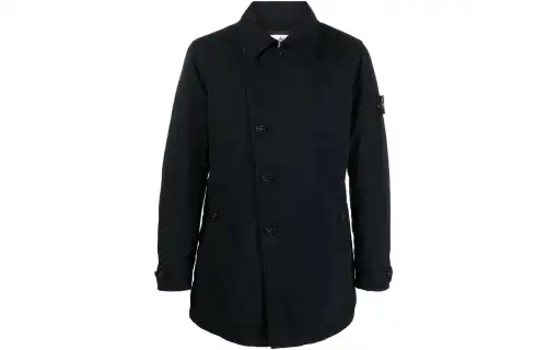 STONE ISLAND Logo Patch Asymmetric Buttoned Coat
