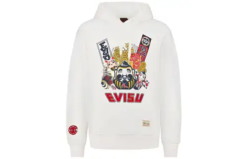 EVISU Sweatshirts Men's White Hooded Moderate Heavyweight