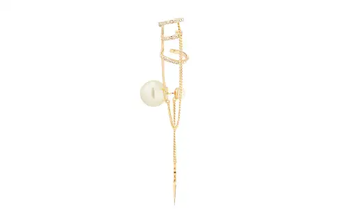 DIOR Resin Pearl Metal Earrings Women's Gold