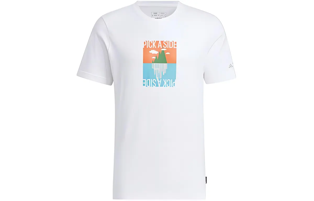 Adidas T-Shirts Men's White Crew Neck Moderate Straight Fit