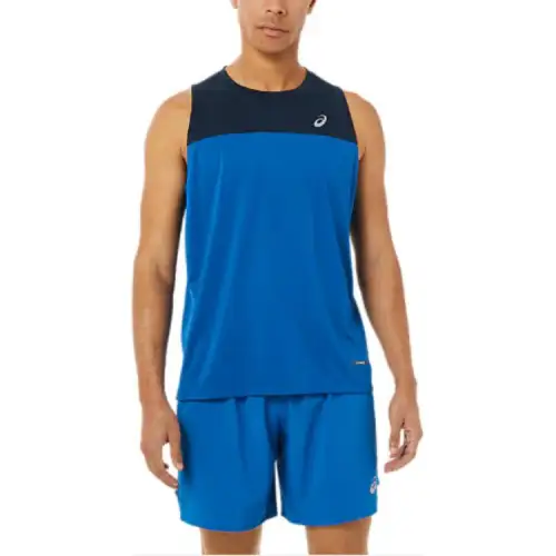 ASICS Tank Tops Men's Blue Crew Neck Moderate Other