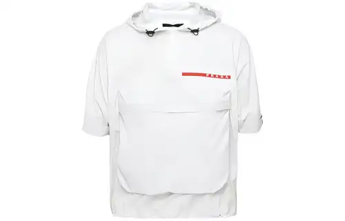 PRADA Jackets Men's White Hooded Thin Other