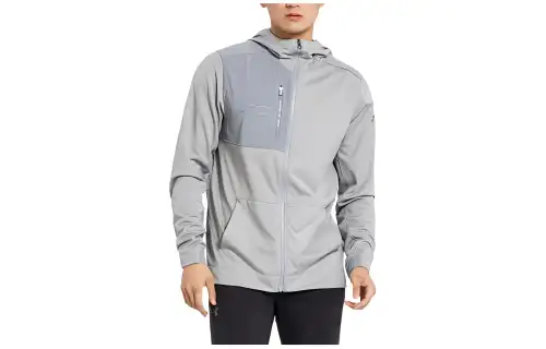 Under Armour Jackets Men's Gray Hooded Moderate Straight Fit