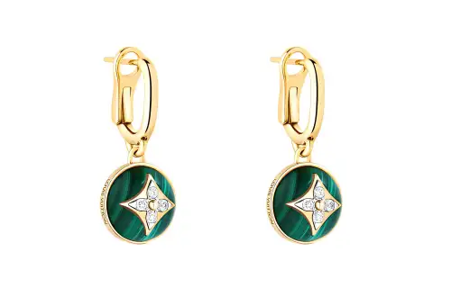 LOUIS VUITTON Color Blossom Earrings Yellow Gold White Gold Malachite And Diamonds