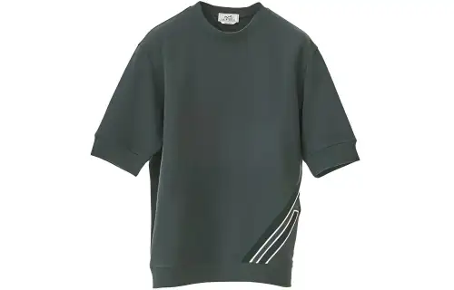 HERMES T Shirts Men's Green Crew Neck Moderate Straight Fit