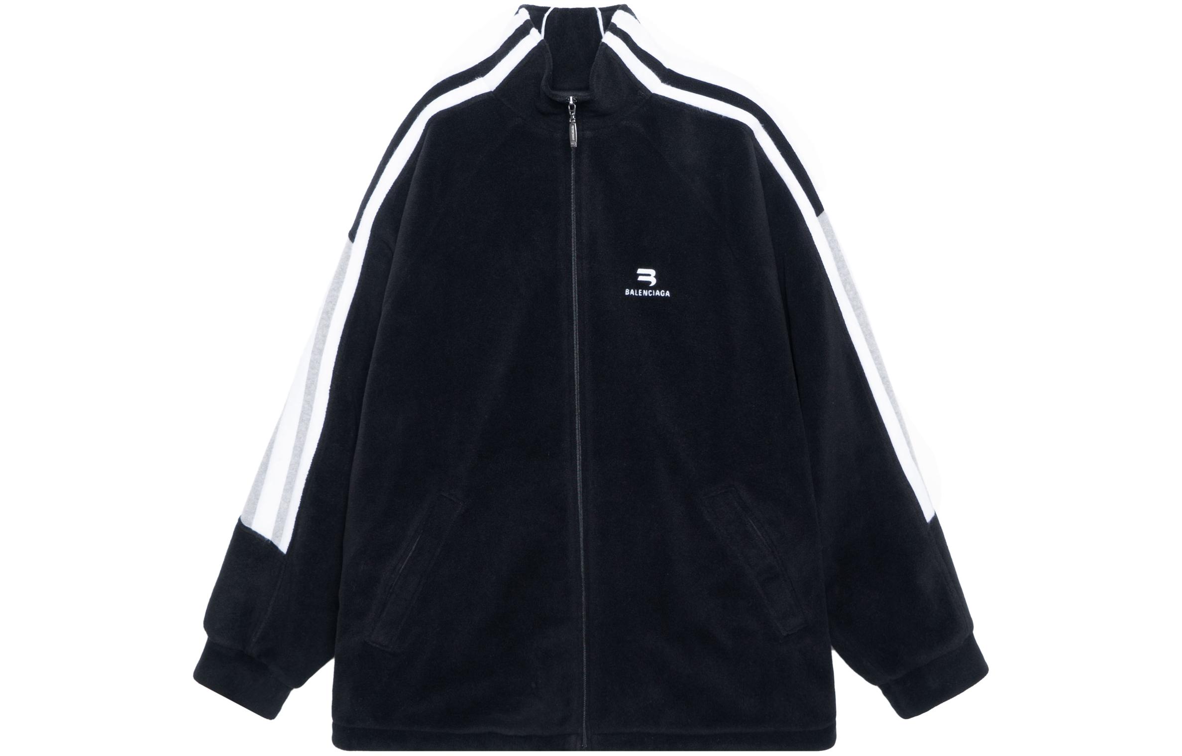 Balenciaga Jackets Men's Black Stand Collar Moderate Other