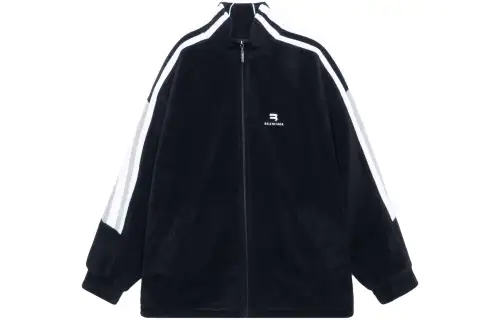 Balenciaga Jackets Men's Black Stand Collar Moderate Other