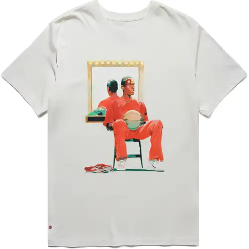 Jordan T Shirts Men's White Crew Neck Moderate Straight Fit