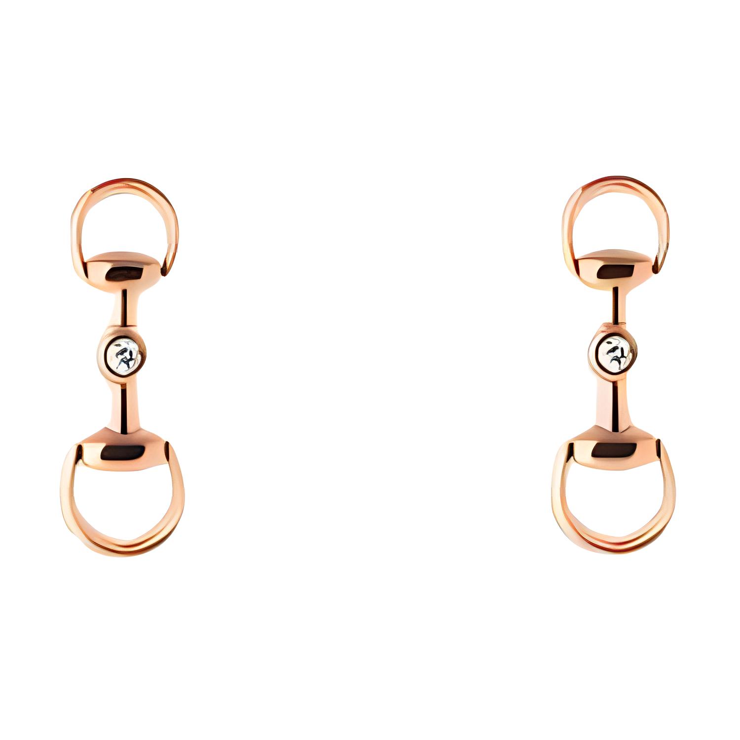 GUCCI 18k Horsebit Diamond Earrings