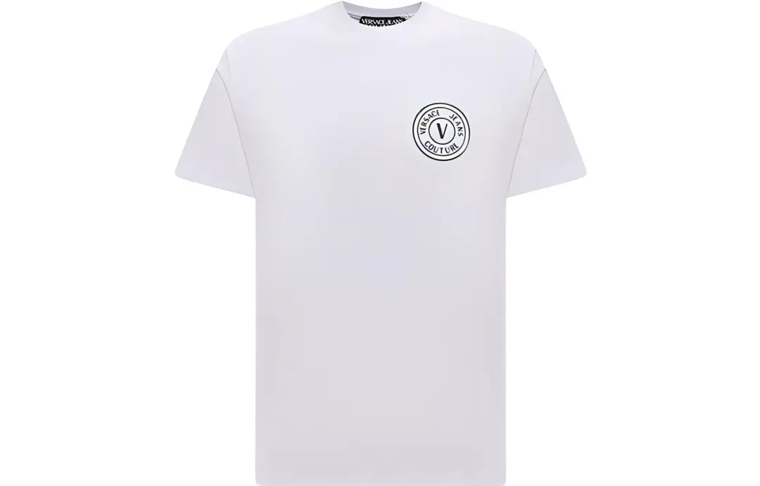 VERSACE JEANS COUTURE T Shirts Men's White Crew Neck Moderate Straight Fit