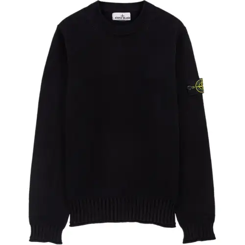 Stone Island ribbed-knit logo-patch sweater