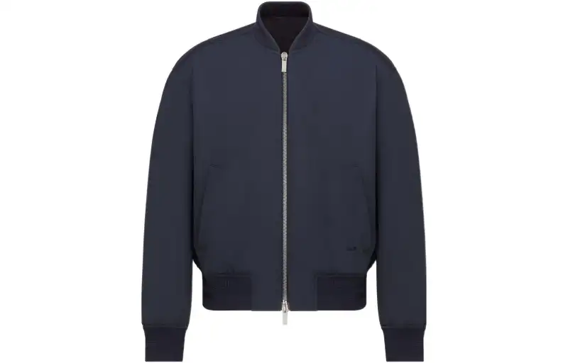 DIOR Jackets Men's Blue Stand Collar Moderate Other