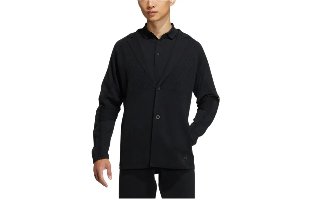 Adidas Jackets Men's Pitch Black Lapel Moderate Straight Fit
