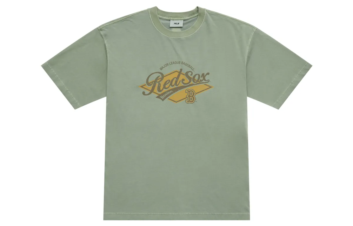 MLB Preppy Style Collection Basic Boston Red Sox SS25 T Shirt Unisex Khaki