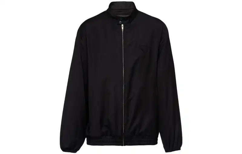 PRADA Jackets Men's Black Stand Collar Moderate Other