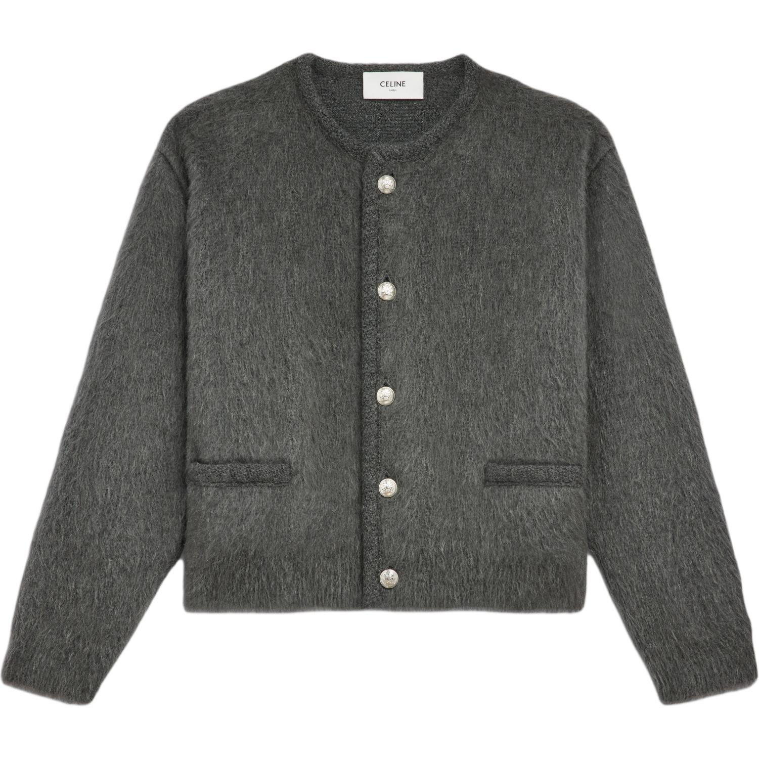 CELINE Cardigan Jacket In Brushed Mohair