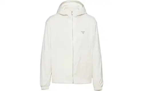 PRADA Jackets Men's White Hooded Moderate Other