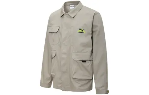 PUMA Jackets Men's Gray Lapel Moderate Workwear