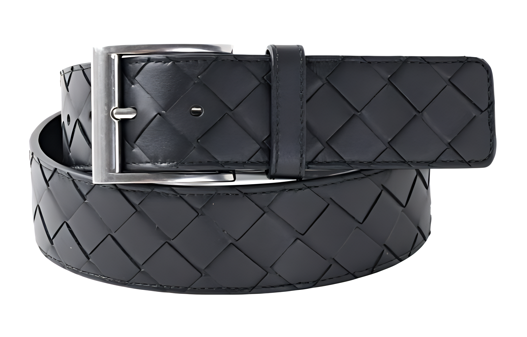 Bottega Veneta Letter Logo Leather Belts Men's Black Width 4cm