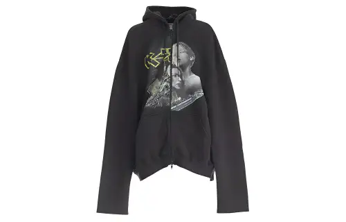 Vetements Sweatshirts Unisex Black Hooded Moderate Cardigan