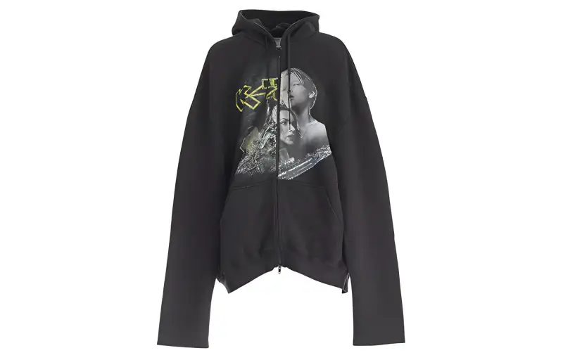 Vetements Sweatshirts Unisex Black Hooded Moderate Cardigan