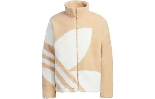 adidas originals Trefoil Large Logo Sherpa Fleece Padded Jacket Brown