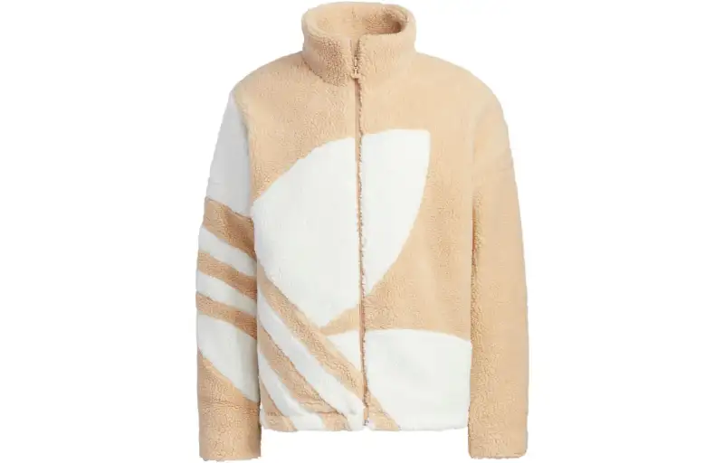 adidas originals Trefoil Large Logo Sherpa Fleece Padded Jacket Brown