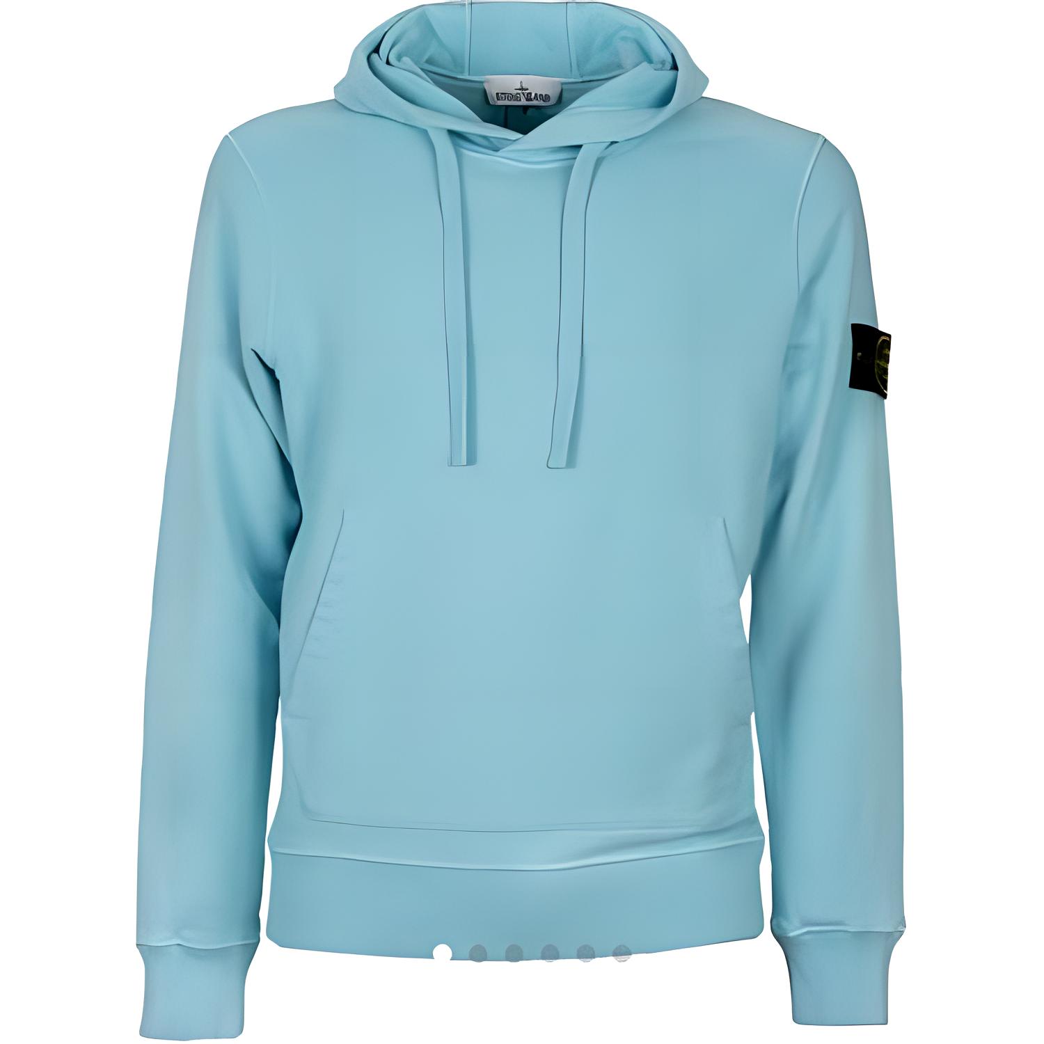 Мужское худи STONE ISLAND С капюшоном (небесно-голубое)