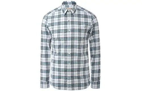 Burberry Shirts Men's Blue Gray Lapel Moderate