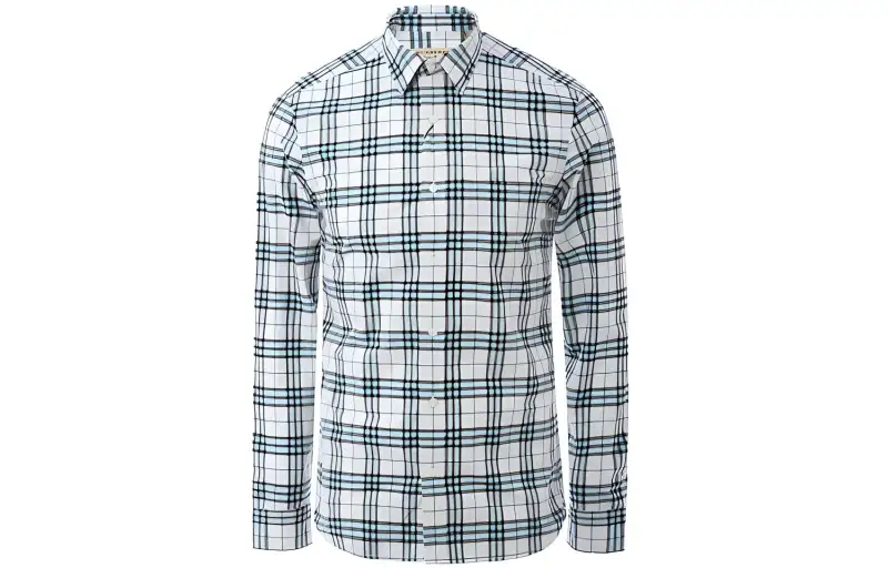 Burberry Shirts Men's Blue Gray Lapel Moderate